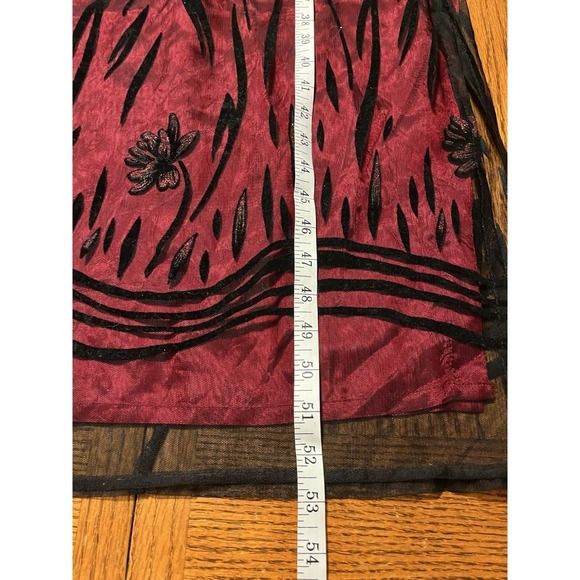 Vtg 90s Formal Prom Dress Gown Red Black Mesh Overlay Floral Glitter Gothic Sz 8 - Picture 13 of 13